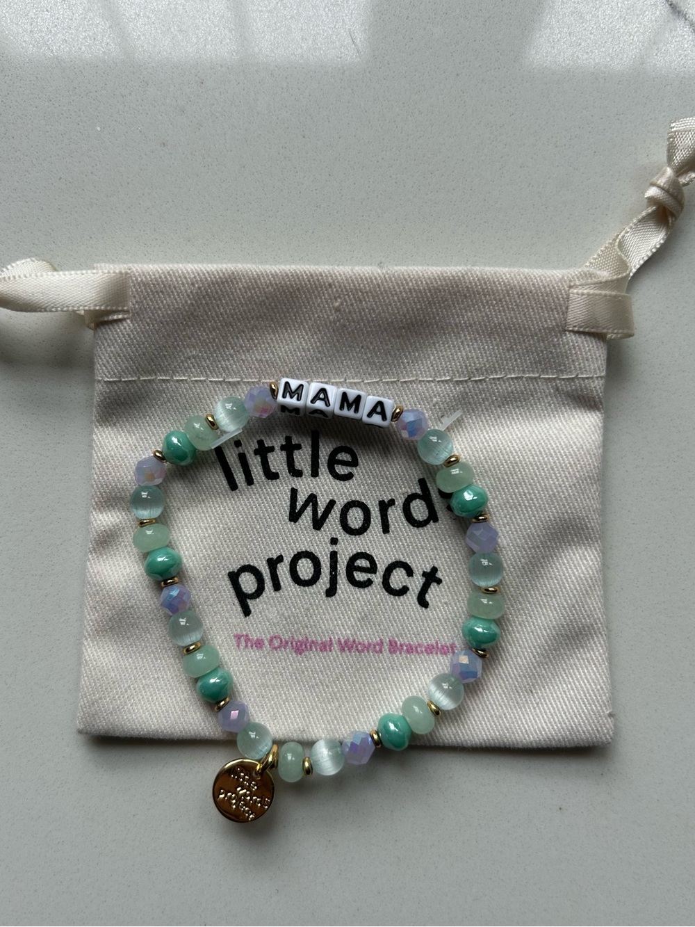Little Word Project 'MAMA' Green Beaded Bracelet